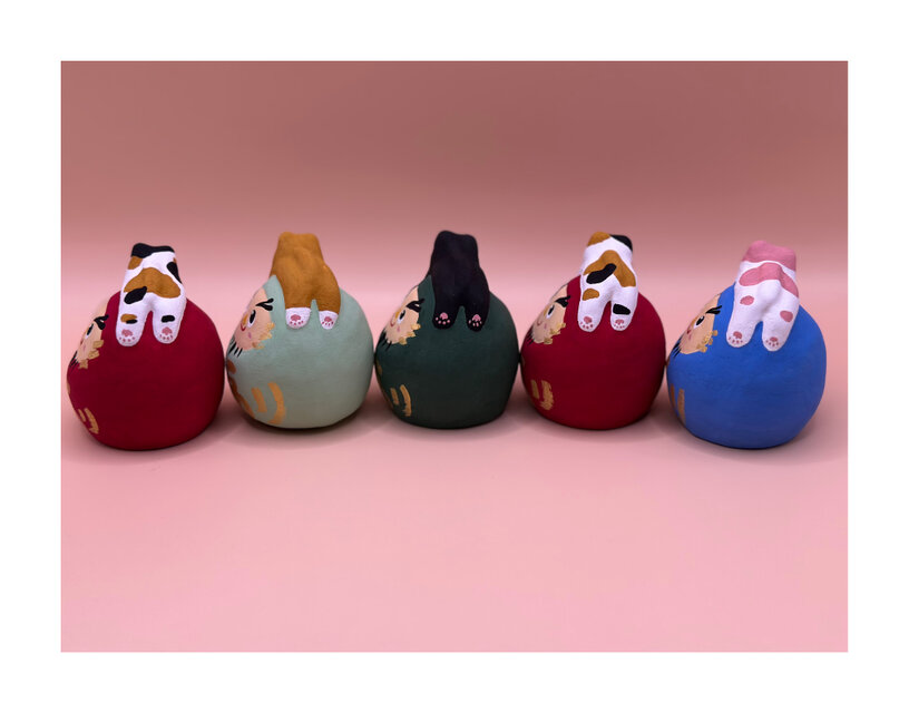 達磨界の頂点 だるま浅緑色×茶猫 | iichi 日々の暮らしを心地よくする
