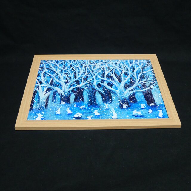 油絵【冬の林と兎たち】 | iichi 日々の暮らしを心地よくする