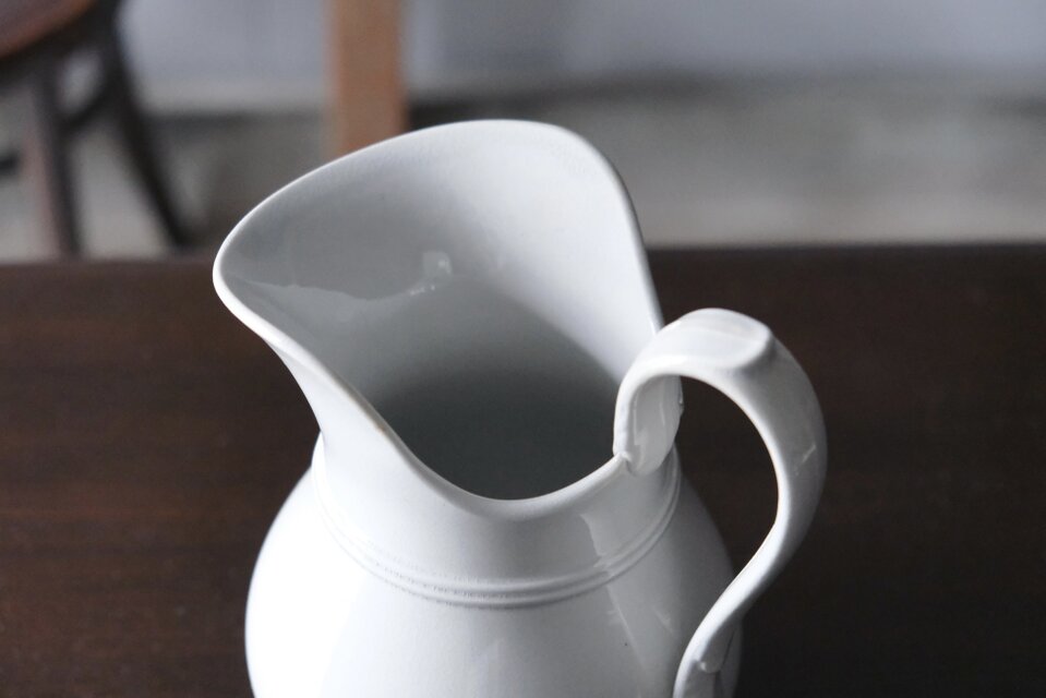 Choisy le Roi 白 ピシェ ピッチャー 花器 花瓶 h19.5cm フランス