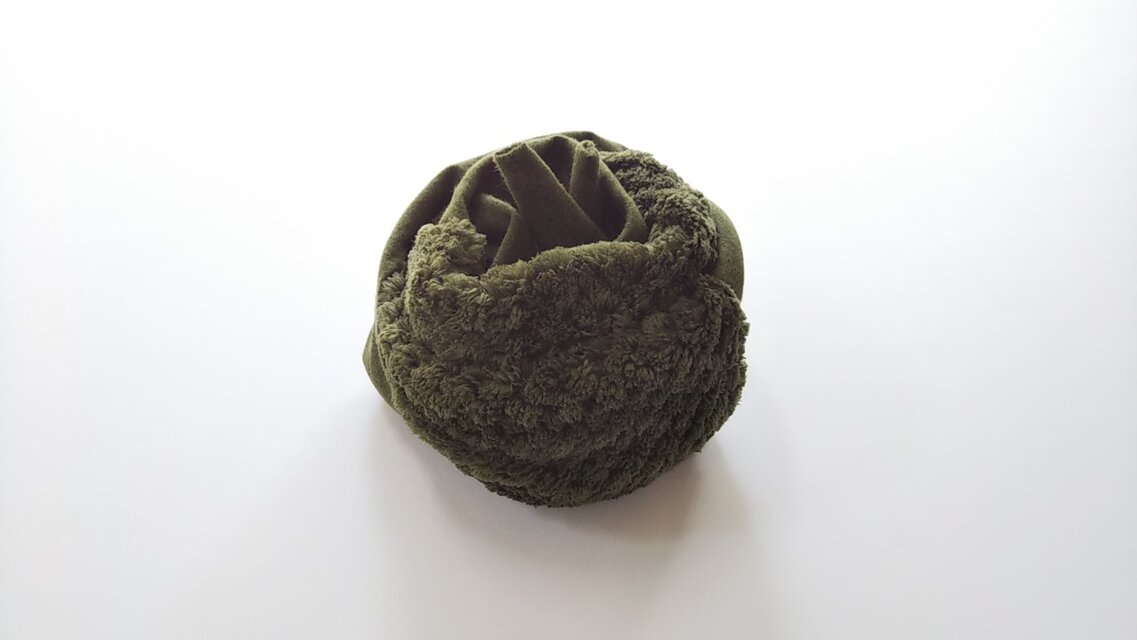 剣先マフラー  パイナップルボア×フランネル カーキ 約145cm