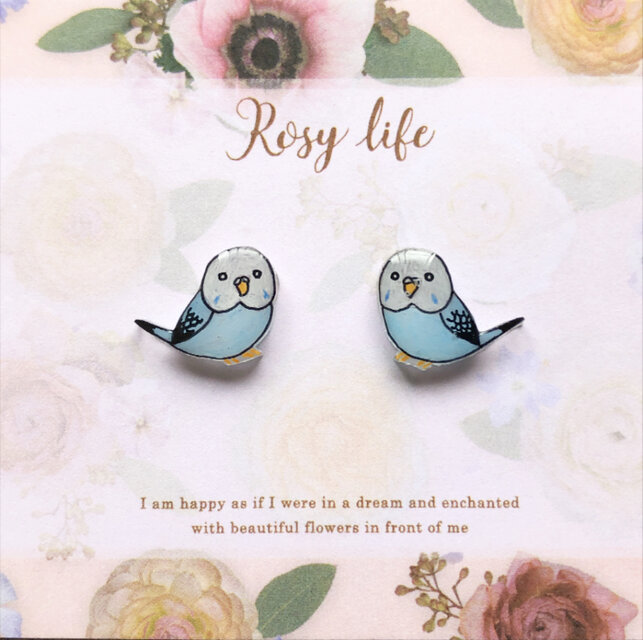 ～小さなピアスシリーズ～セキセイインコ(A)ピアス/ノンホールピアス(樹脂イヤリング)