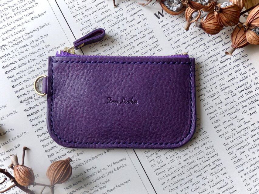 イタリア革の小物入れ／紫