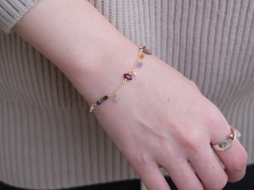 hátíð bracelet 天然石チェーンブレスレット スモーキークォーツ