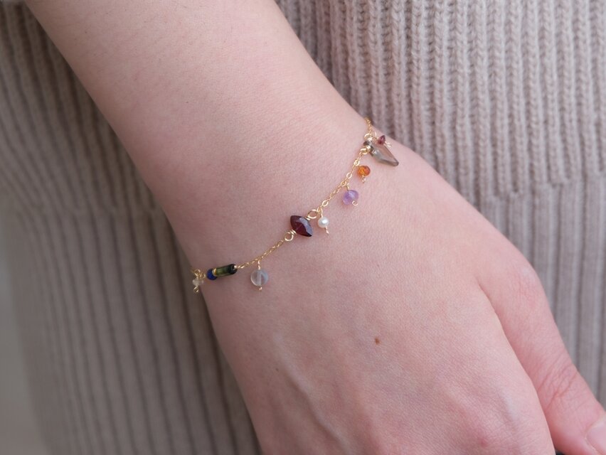 hátíð bracelet 天然石チェーンブレスレット スモーキークォーツ