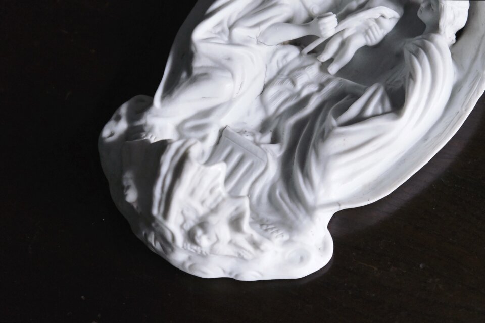 ベニティエ 聖水盤 イエス 天使 ビスク フランス アンティーク 0502239