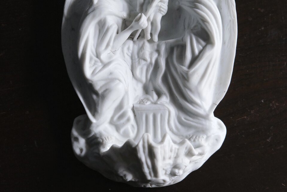 ベニティエ 聖水盤 イエス 天使 ビスク フランス アンティーク 0502239