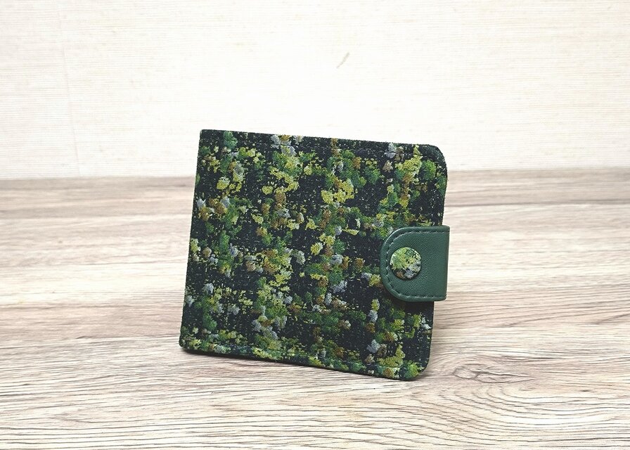 二つ折りウォレット柄物 (カンガルー革・フォレストチェック柄)