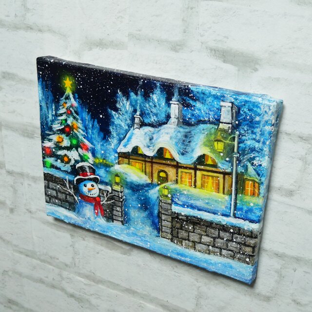 油絵【おとぎの国のホワイトクリスマス】 | iichi 日々の暮らしを
