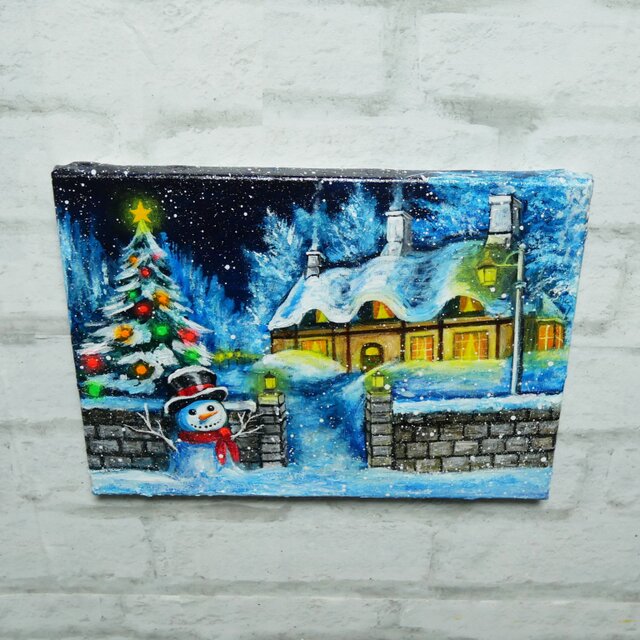 油絵【おとぎの国のホワイトクリスマス】 | iichi 日々の暮らしを
