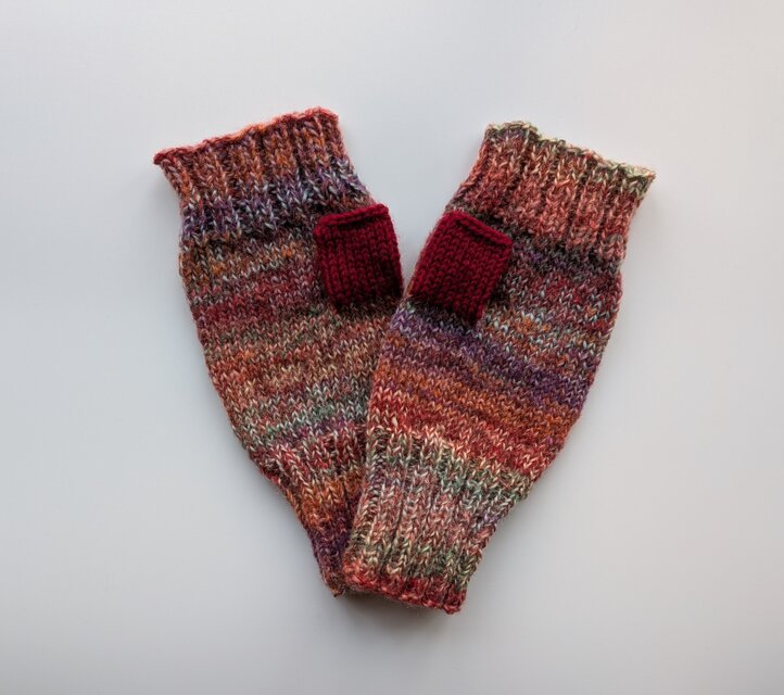 ハンドウォーマー多色グラデーション　オレンジエンジ系　