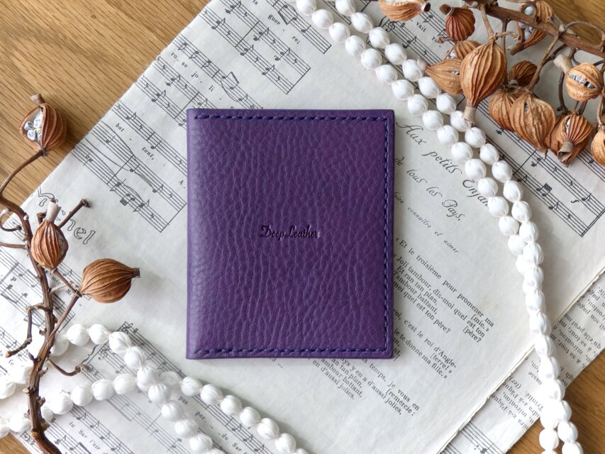 イタリア革の写真入れ／フォトフレーム／ミニサイズ／紫