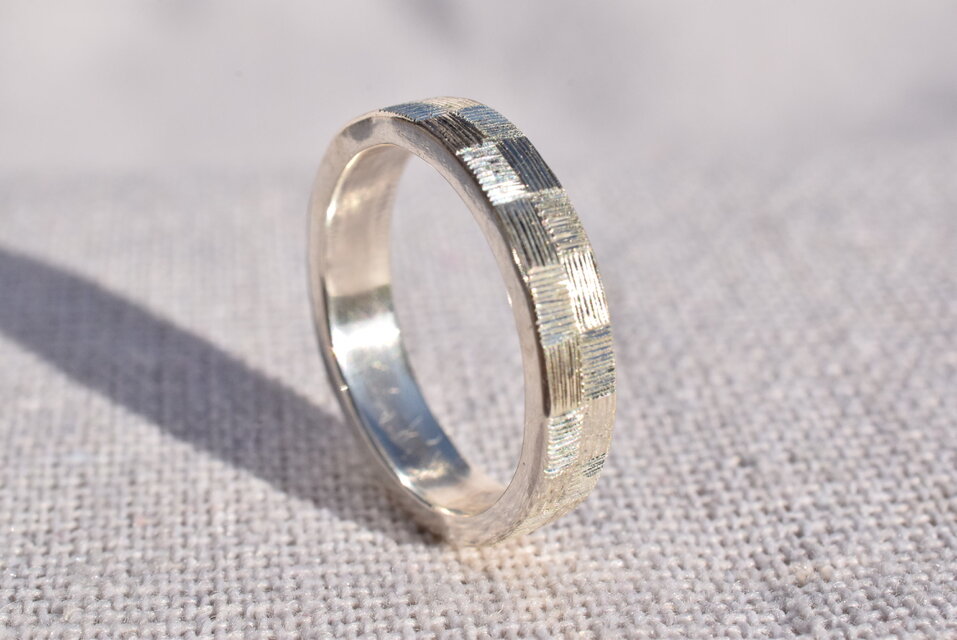 SVリング｜市松・2列｜平打ち・幅(約)4.0㎜