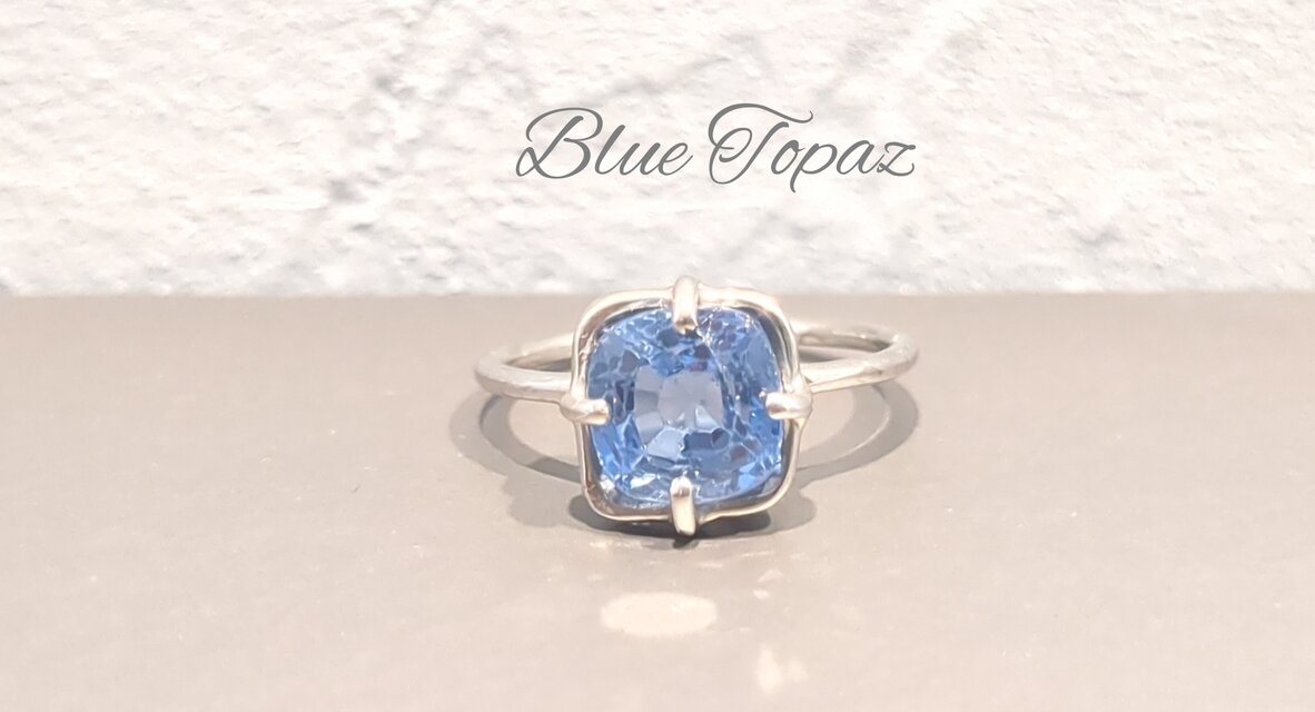 新作☆11月誕生石『ブルートパーズ』世界でひとつの天然石リングsilver925 +ロジウム