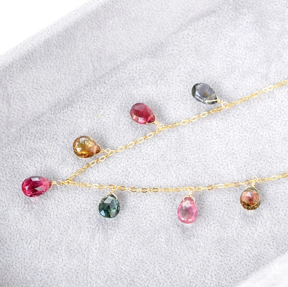 Tourmaline Harmony 7 – ルベライトトルマリンxマルチカラートルマリンネックレス14kgf