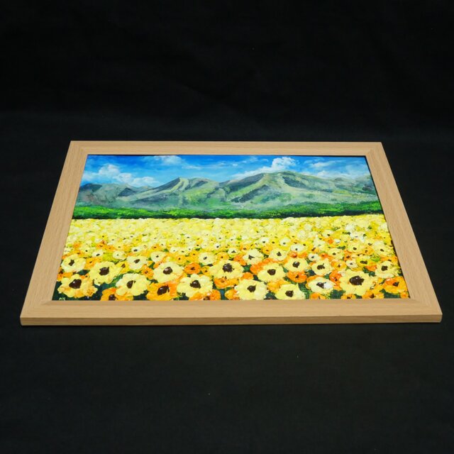 油絵 油彩 油彩画 絵 絵画 【くじゅう花公園 夏のひまわり畑】 油絵 油彩 油彩画 絵 絵画 【くじゅう花公園 夏のひまわり畑】 油絵
