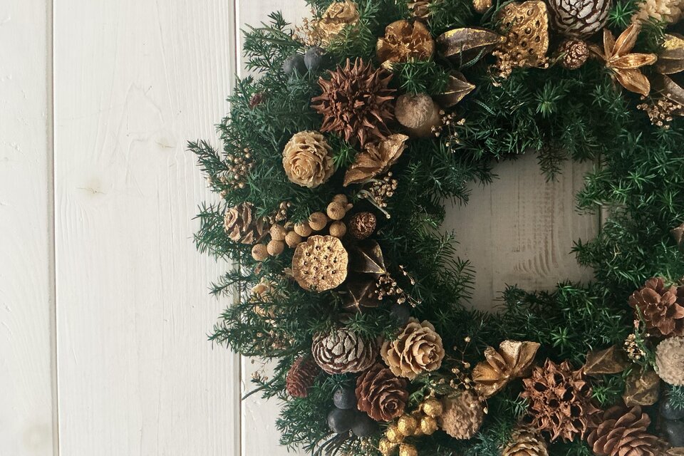 クリスマス★リース クリスマスギフトボックス】レザークリスマスリース/W7-009/完成品