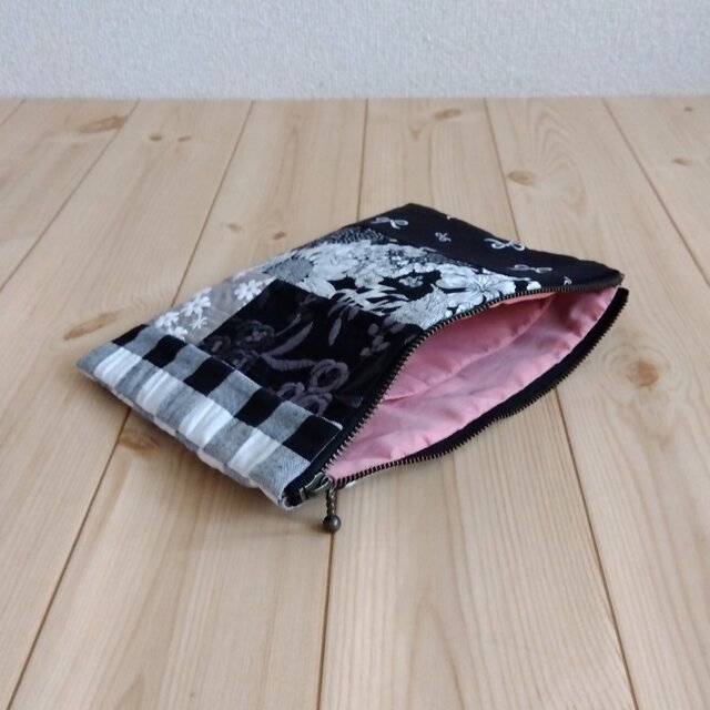 リバティ&刺繍&チェック他 パッチワークの大きめ20cmファスナーの