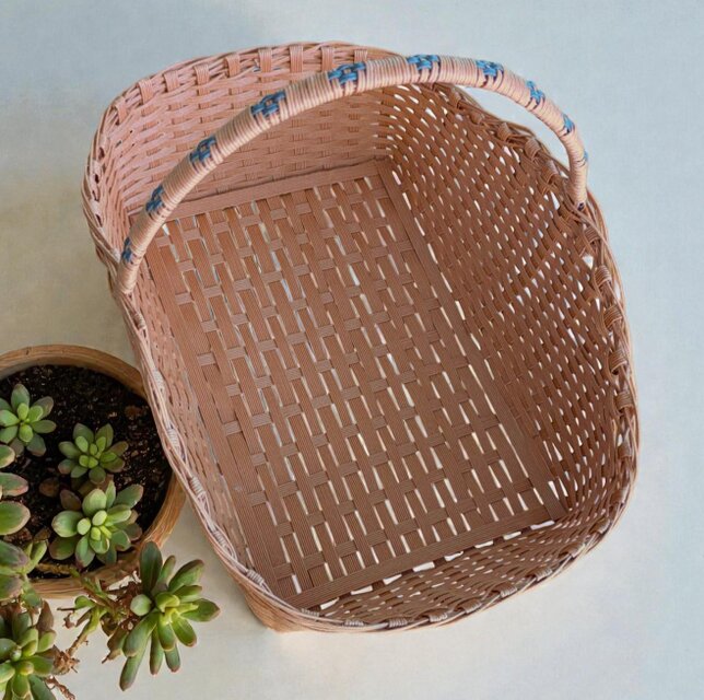 クラフトバンド製ビスケットカラーのかご#小物入れ#バスケット#パン