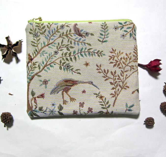 オランダ生地 空を飛べない鳥ポーチ　オーストラリアのキウーイorエミュー