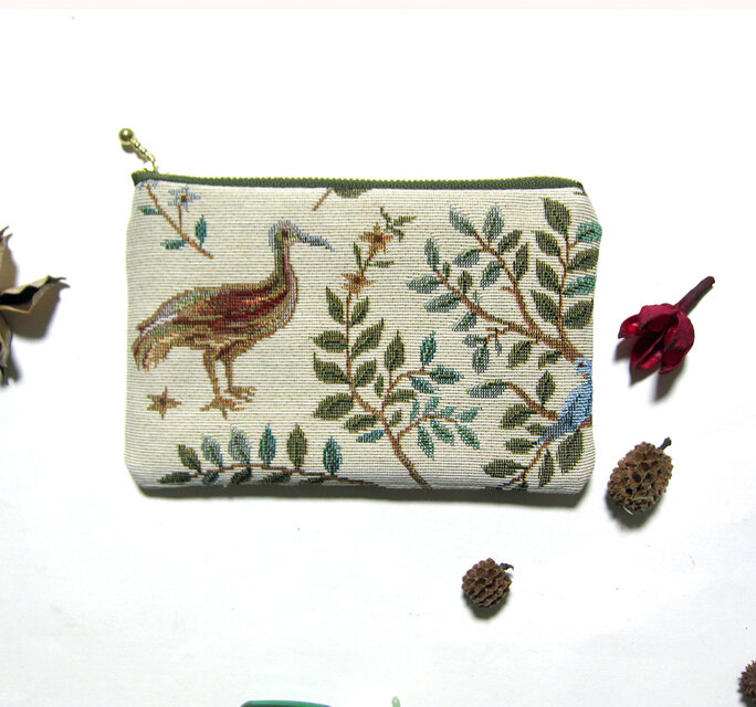 オランダ生地 空を飛べない鳥ポーチ(MS)　オーストラリアのキウーイorエミューのコピー