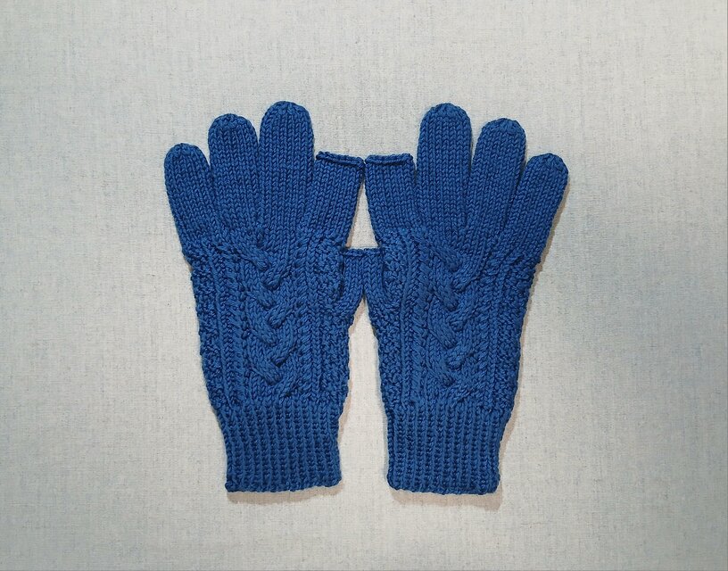 メリノウール100%スマホ対応手袋/インディゴブルー（メンズM）