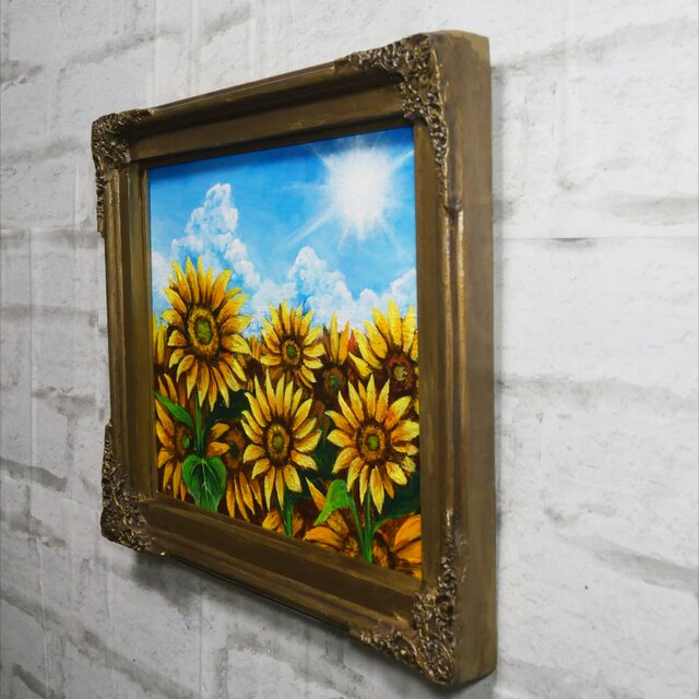 油絵【太陽と向日葵】 | iichi 日々の暮らしを心地よくする