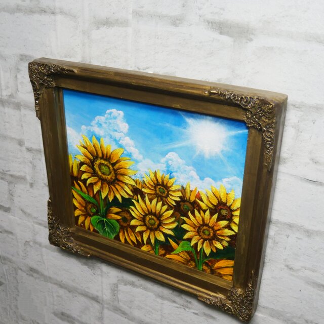 油絵【太陽と向日葵】 | iichi 日々の暮らしを心地よくする