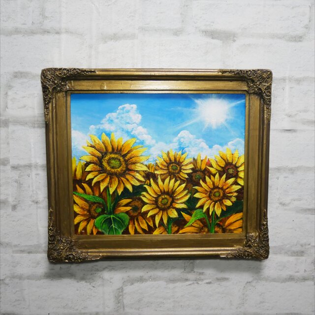 油絵【太陽と向日葵】 | iichi 日々の暮らしを心地よくする