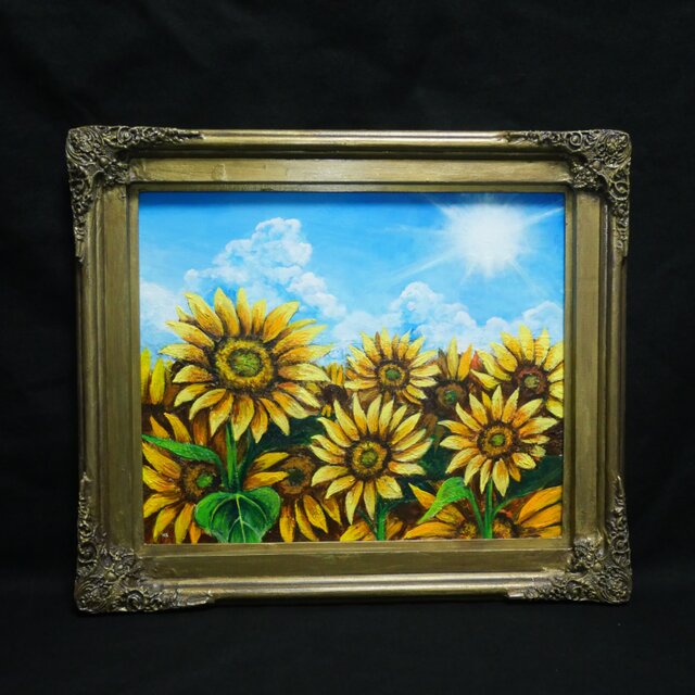 油絵 油彩 油彩画 絵 絵画【太陽と向日葵】 油絵 油彩 油彩画 絵 絵画【太陽と向日葵】 絵画 HR 通販 19688506