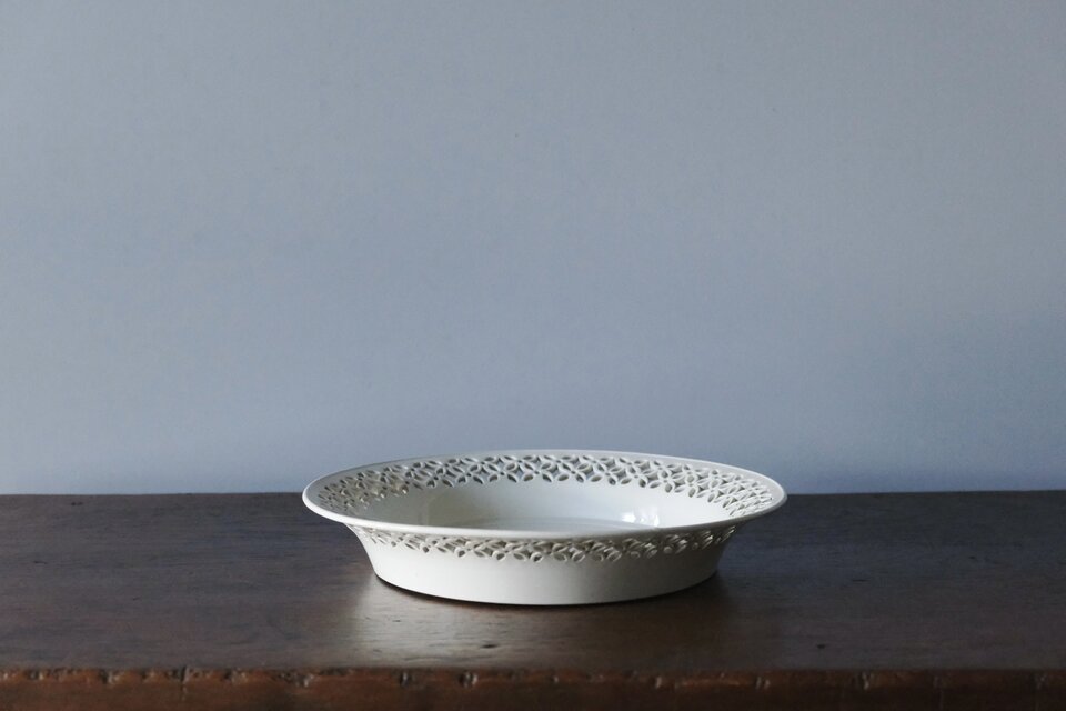 18世紀後期 イギリス クリームウェア コルベイユ レース ピアシング