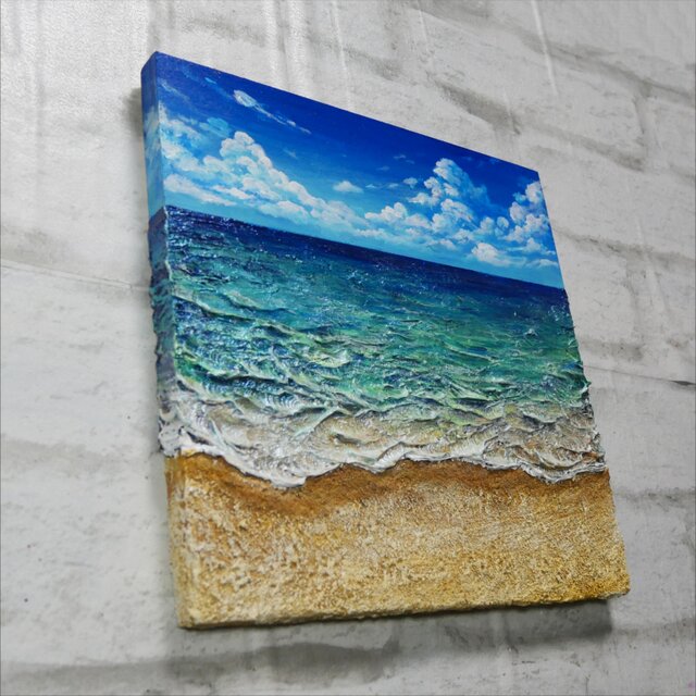 油絵】木製パネル絵画【砂浜の夏】 | iichi 日々の暮らしを心地よく