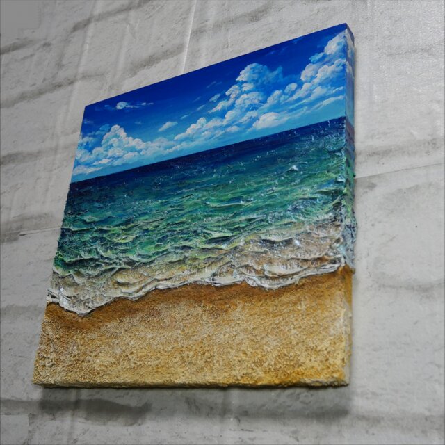 油絵】木製パネル絵画【砂浜の夏】 | iichi 日々の暮らしを心地よく