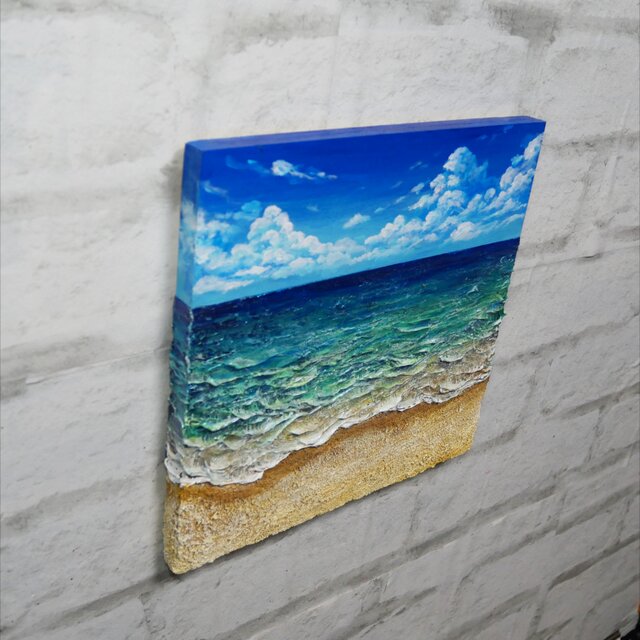 油絵】木製パネル絵画【砂浜の夏】 | iichi 日々の暮らしを心地よく