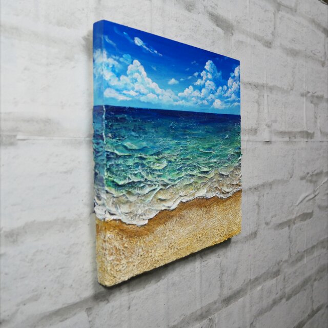 油絵】木製パネル絵画【砂浜の夏】 | iichi 日々の暮らしを心地よく