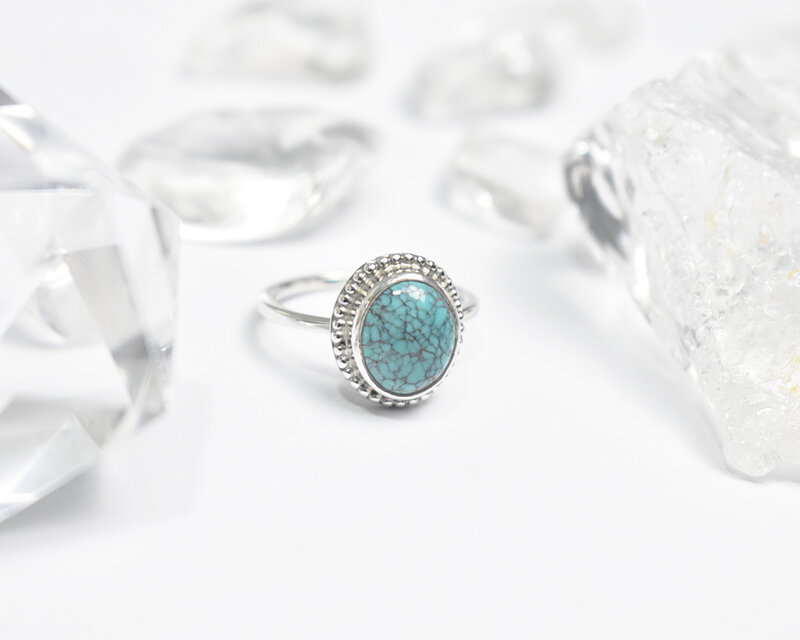 ターコイズのシルバーリング　シルバー925　天然石リング　誕生石
