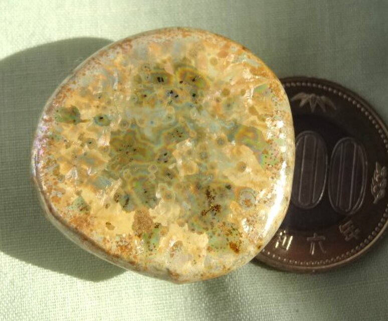 鉄ラスター釉の帯留め　F01