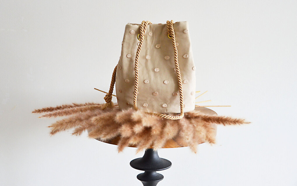 数量限定！チュール刺繍ドット 2wayポシェットマリンバッグ 　ベージュ　クリスマスギフト・ご褒美にも◎