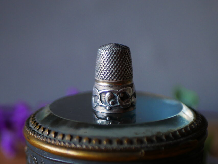 純銀 ヤドリギ フレンチシルバー 指ぬき フランスアンティーク