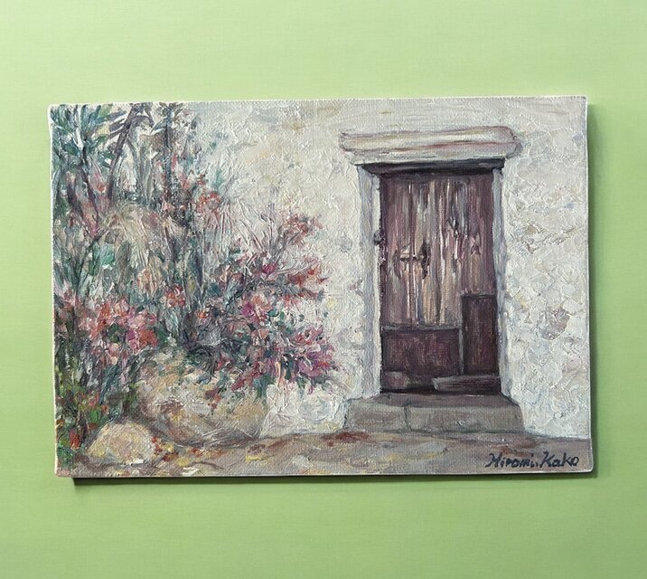 軒先(油絵SM、スペイン、アンダルシア、原画）