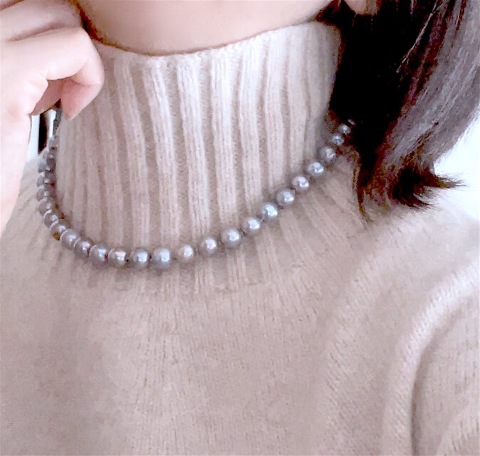 淡水パール サックスシルバー&シルバーグレー バロックパールの