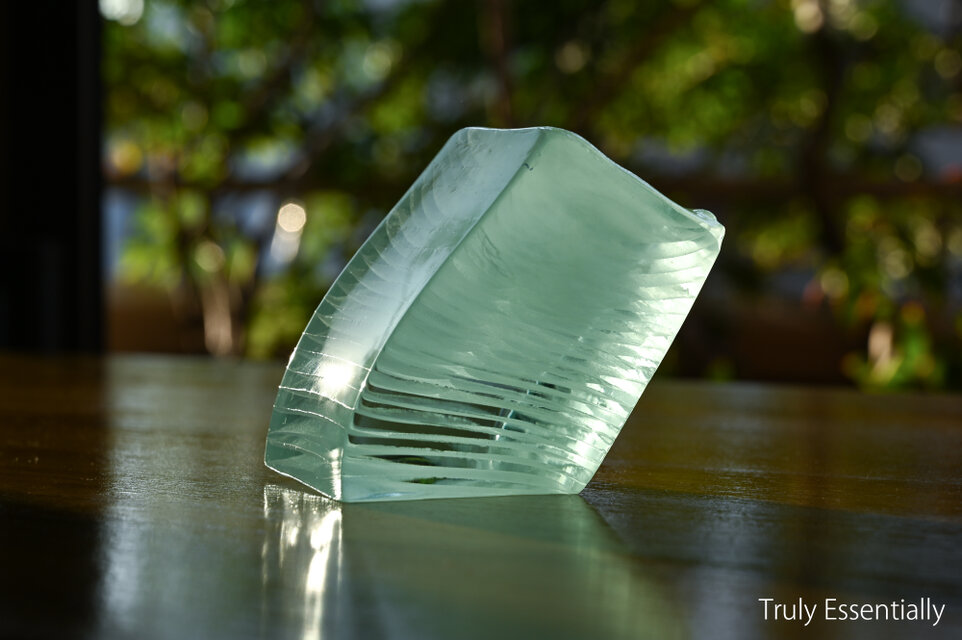 「 光の滑り台 」シリーズ、ガラスのインテリアオブジェ #036