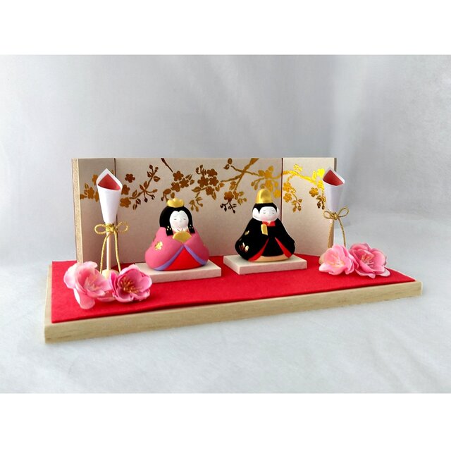 お雛様】 おひなさま 百花 親王飾りセット 「桃の花 屏風」 | iichi