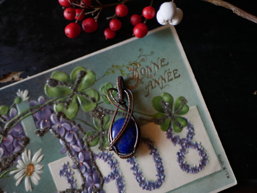 ラピスラズリのネックレストップ　ヴィンテージアクセサリー　ブロカント