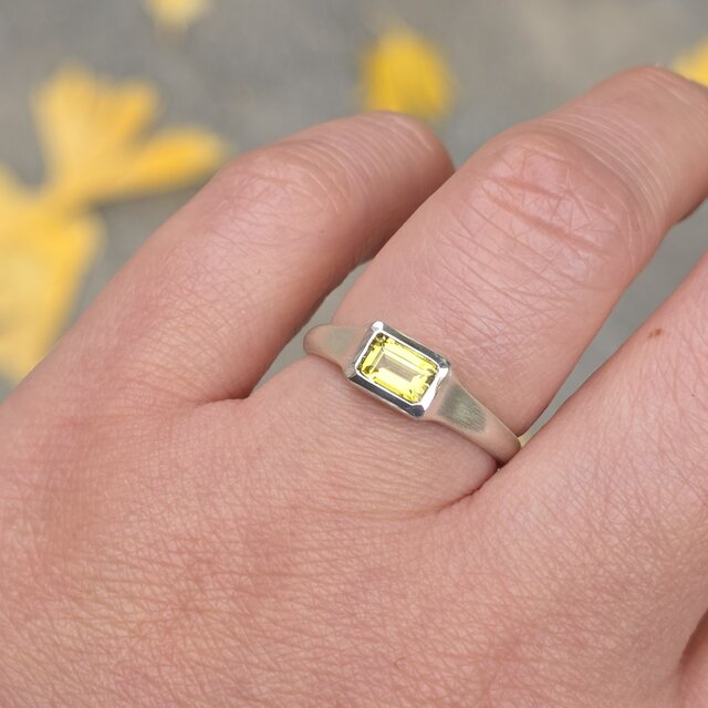 イエロー　カナリー　トルマリン　0.52ct　OCT　印台　シルバーSV925リング