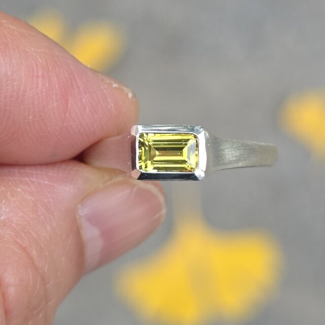 イエロー カナリー トルマリン 0.52ct OCT 印台 シルバーSV925リング