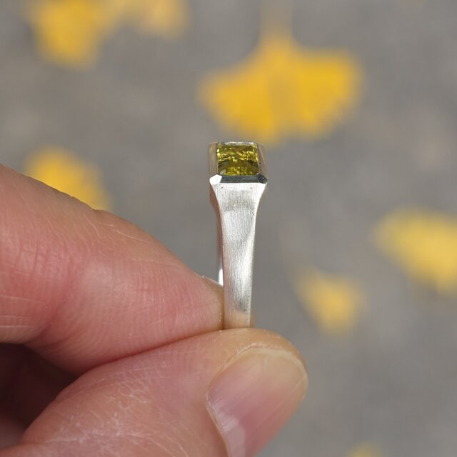 イエロー カナリー トルマリン 0.52ct OCT 印台 シルバーSV925リング 