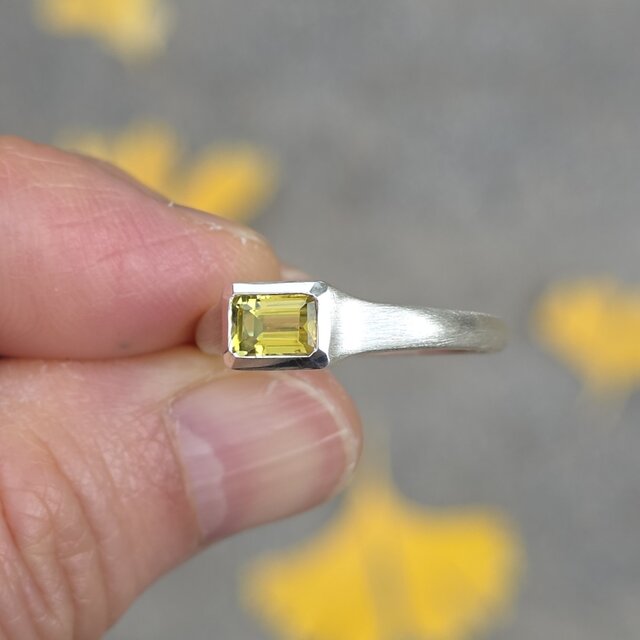 イエロー カナリー トルマリン 0.52ct OCT 印台 シルバーSV925リング