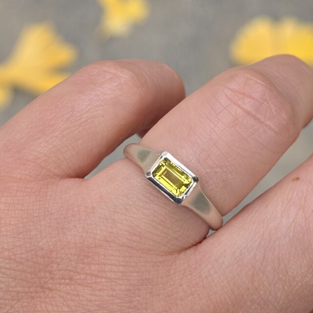 イエロー カナリー トルマリン 0.52ct OCT 印台 シルバーSV925リング