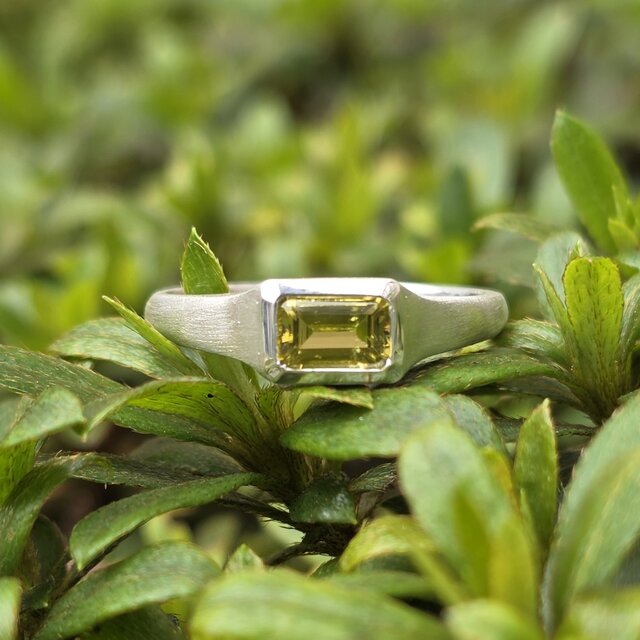 イエロー カナリー トルマリン 0.52ct OCT 印台 シルバーSV925リング