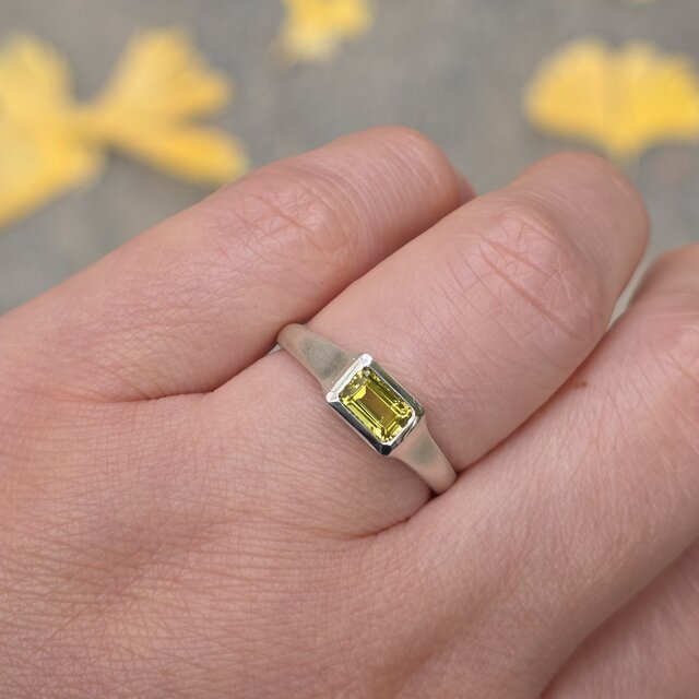 イエロー カナリー トルマリン 0.52ct OCT 印台 シルバーSV925リング